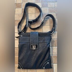 Rosetti Black Crossbody Bag with Textured Leather Finish